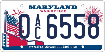 MD license plate 0AC6558