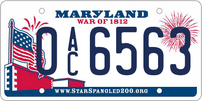 MD license plate 0AC6563