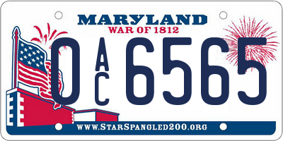 MD license plate 0AC6565