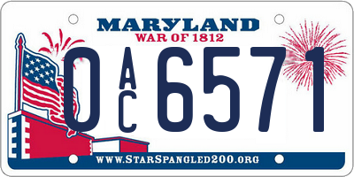 MD license plate 0AC6571