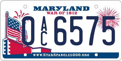 MD license plate 0AC6575