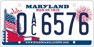 MD license plate 0AC6576
