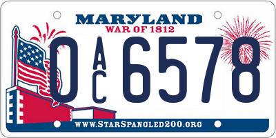 MD license plate 0AC6578
