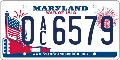 MD license plate 0AC6579