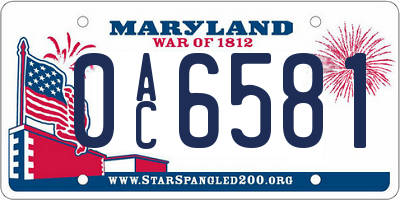 MD license plate 0AC6581