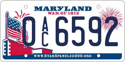MD license plate 0AC6592