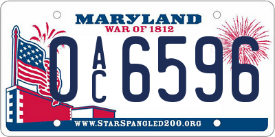 MD license plate 0AC6596