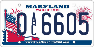 MD license plate 0AC6605