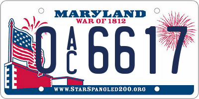 MD license plate 0AC6617