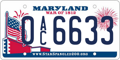 MD license plate 0AC6633