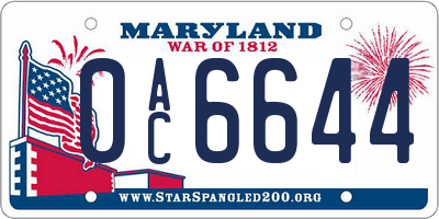 MD license plate 0AC6644