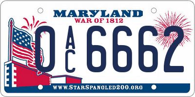 MD license plate 0AC6662