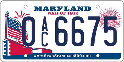MD license plate 0AC6675