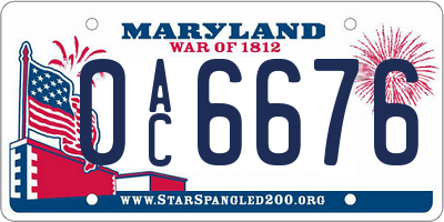 MD license plate 0AC6676