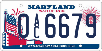 MD license plate 0AC6679