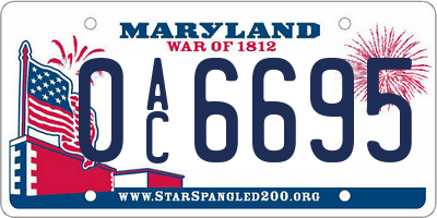 MD license plate 0AC6695