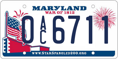 MD license plate 0AC6711