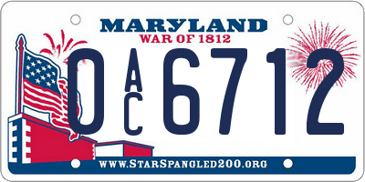 MD license plate 0AC6712