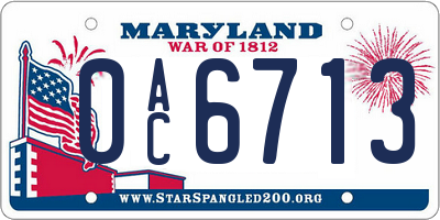 MD license plate 0AC6713