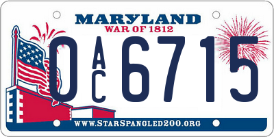 MD license plate 0AC6715