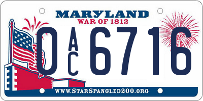 MD license plate 0AC6716