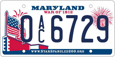 MD license plate 0AC6729