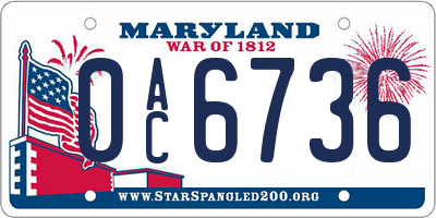 MD license plate 0AC6736