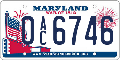 MD license plate 0AC6746