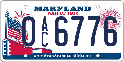 MD license plate 0AC6776