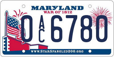 MD license plate 0AC6780
