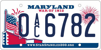 MD license plate 0AC6782