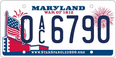 MD license plate 0AC6790