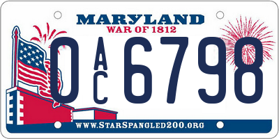 MD license plate 0AC6798