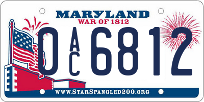 MD license plate 0AC6812