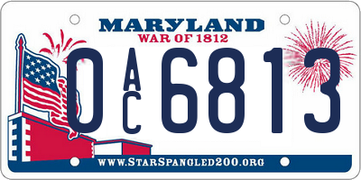 MD license plate 0AC6813
