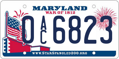 MD license plate 0AC6823