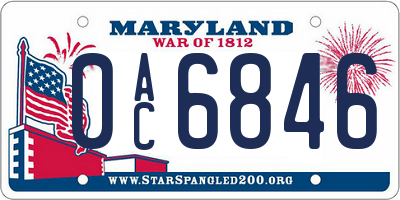 MD license plate 0AC6846