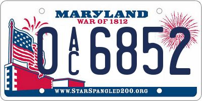 MD license plate 0AC6852