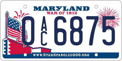 MD license plate 0AC6875