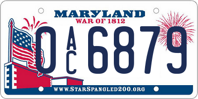 MD license plate 0AC6879