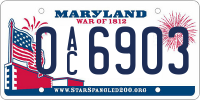 MD license plate 0AC6903