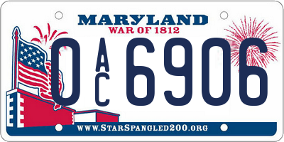 MD license plate 0AC6906