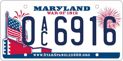 MD license plate 0AC6916