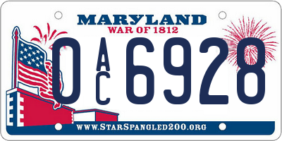 MD license plate 0AC6928