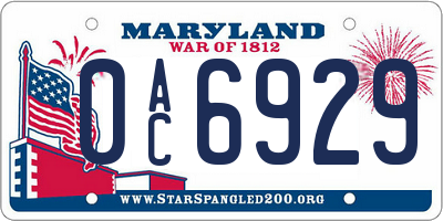 MD license plate 0AC6929