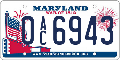 MD license plate 0AC6943
