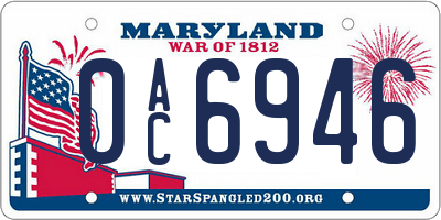 MD license plate 0AC6946