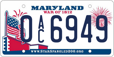 MD license plate 0AC6949