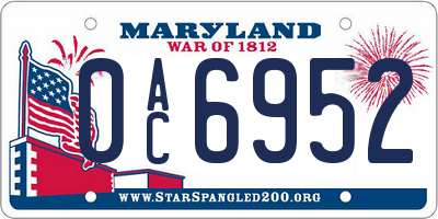 MD license plate 0AC6952