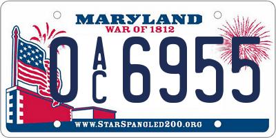 MD license plate 0AC6955